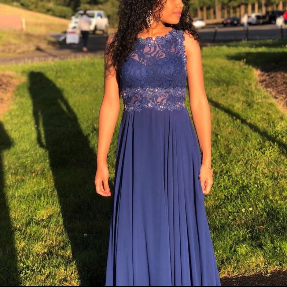 Navy blue dress.